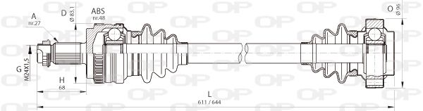 OPEN PARTS Piedziņas vārpsta DRS6365.00